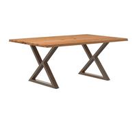 Vidaxl Table À Manger Avec Bord Vivant 180x100x74 Cm Bois Massif Chêne