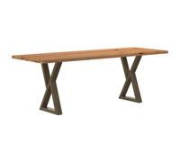 Vidaxl Table À Manger Avec Bord Vivant 220x80x74 Cm Bois Massif Chêne