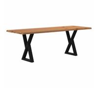Vidaxl Table À Manger Avec Bord Vivant 220x80x74 Cm Bois Massif Chêne
