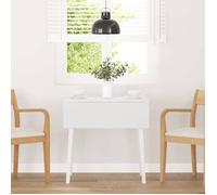 vidaXL Table à Manger Blanc Bois Massif et Caoutchouc, Table de Salle à Manger, Table à dîner, Meuble à Manger, Table de Cuisine, Table de Restaurant