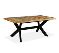 vidaXL Table à Manger Bois de manguier Massif et Croix en Acier 180 cm
