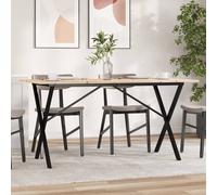 Vidaxl Table À Manger Cadre En X 160x80x75 Cm Bois De Pin Massif Acier Marron