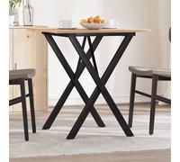 vidaXL Table à Manger Cadre en X, Table à Dîner, Table de Repas Cuisine Restaurant Intérieur, 70x70x75 cm Bois de Pin Massif et Acier