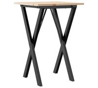 vidaXL Table à Manger Cadre en X, Table à Dîner, Table de Repas Cuisine Restaurant Intérieur, 50x50x75 cm Bois de Pin Massif et Acier