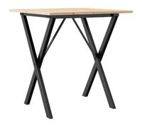 vidaXL Table à Manger Cadre en X, Table à Dîner, Table de Repas Cuisine Restaurant Intérieur, 70x70x75 cm Bois de Pin Massif et Acier