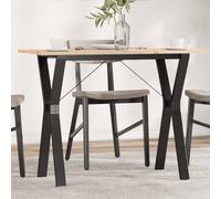 Vidaxl Table À Manger Cadre En Y 100x50x75 Cm Bois De Pin Massif Acier Marron