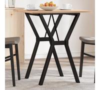 Vidaxl Table À Manger Cadre En Y 70x70x75 Cm Bois De Pin Massif Acier Marron
