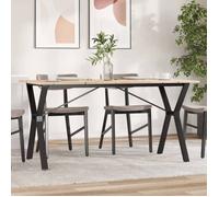 Vidaxl Table À Manger Cadre En Y 140x80x75 Cm Bois De Pin Massif Acier Marron