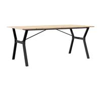 vidaXL Table à Manger Cadre en Y, Table à Dîner, Table de Repas Cuisine Restaurant Intérieur, 180x90x75 cm Bois de Pin Massif et Acier