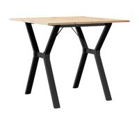 vidaXL Table à Manger Cadre en Y, Table à Dîner, Table de Repas Cuisine Restaurant Intérieur, 80x80x75 cm Bois de Pin Massif et Acier