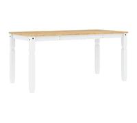 vidaXL Table à manger Corona blanc 160x80x75 cm bois massif de pin, table de salle à manger, table à dîner, meuble à manger,