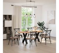 Vidaxl Table À Manger Marron Clair Bois De Chêne Massif Ovale