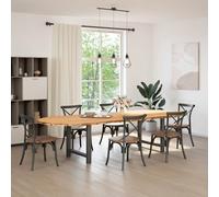 Vidaxl Table À Manger Marron Clair Bois De Chêne Massif Ovale