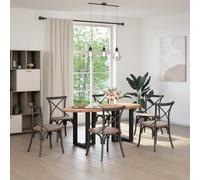 Vidaxl Table À Manger Marron Clair Bois De Chêne Massif Ovale