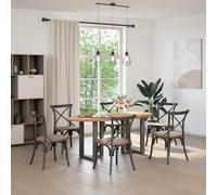 Vidaxl Table À Manger Marron Clair Bois De Chêne Massif Ovale