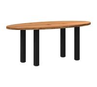 Vidaxl Table À Manger Marron Clair Bois De Chêne Massif Ovale