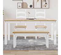 Vidaxl Table À Manger Panama Blanc 160x80x75 Cm Bois Massif De Pin Blanc