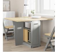 Vidaxl Table À Manger Papillon Pliable Corona Gris Bois De Pin Massif Marron