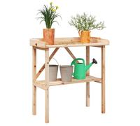 Table à Plantes avec Étagère Support Jardin Terrasse Gris Bois de Sapin vidaXL