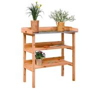 vidaXL Table à Plantes avec Étagère, Support de Pots de Fleurs, Présentoir à Plantes, Support à Plantes Jardin, Marron Bois 156353
