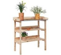 vidaXL Table à Plantes avec Étagère, Support de Pots de Fleurs, Présentoir à Plantes, Support à Plantes Jardin, Bois de 156352 Marron G