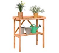 vidaXL Table à Plantes avec Étagère, Support de Pots de Fleurs, Présentoir à Plantes, Support à Plantes Jardin, Marron Bois 156350