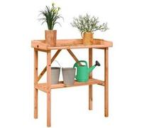 vidaXL Table à Plantes avec Étagère, Support de Pots de Fleurs, Présentoir à Plantes, Support à Plantes Jardin, Marron Bois 156350 Marron G