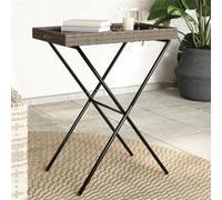 Table à Plateau Pliable Manger Jardin Terrasse Gris Résine Tressée vidaXL