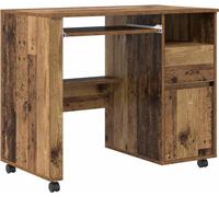 vidaXL Table à roulettes avec roue Vieux bois 91 x 50 x 77 cm Bois composite