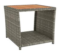 vidaXL Table à thé Dessus en bois – acacia massif, résine tressée gris