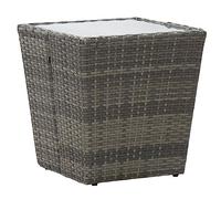 vidaXL Table d'appoint de terrasse Gris 41,5x41,5x43 cm Résine tressée et verre trempé