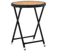 Vidaxl Table À Thé Noir 60 Cm Résine Tressée Et Bois D'acacia Solide