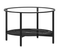 Table à Thé Noir et Transparent 70 cm Verre Trempé Table Basse Salon vidaXL