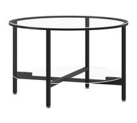 Vidaxl Table À Thé Noir Et Transparent 70 Cm Verre Trempé Multicolore