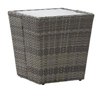 vidaXL Table à Thé Table d'Appoint Table Basse de Terrasse Jardin Patio Extérieur Gris 41,5x41,5x43 cm Résine Tressée et Verre Trempé