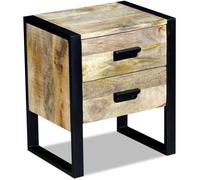 Table auxiliaire à 2 tiroirs bois manguier massif 43x33x51 cm