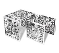 Table Auxiliaire Carrée 2 Pièces Aluminium Argenté Gris
