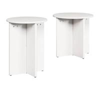 vidaXL Table Basse 2 pcs Blanc 41,5 x 41,5 x 41 cm Bois Massif en pin, Table Ronde en pin Rustique pour Salon, Centre Multi-usages, Accent Durable, déco Maison