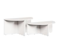 Table basse ovale en bois massif - vidaXL - Blanc - 79x39,5x40 cm - Bois massif en pin - Rustique - Multifonction