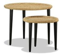 2x Table Basse Jute Naturelle Table d'Appoint Table de Thé Table Salon vidaXL