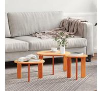 vidaXL Table basse 3 pcs cire brune 47,5 x 47,5 x 27 cm