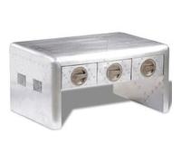vidaXL Table basse 3 tiroirs vintage Style d'aviation Argent G