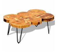 vidaXL Table basse 35 cm 6 troncs Bois