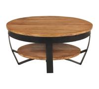 Table Basse Table d'Appoint Bout de Canapé Table de Salon avec Une Etagère Salle de Séjour Maison Intérieur 65x65x32 cm Bois d'Acacia Massif