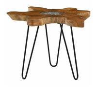 Bois de Teck Massif Table Basse 70x45 cm Polyrésine Table d'Appoint vidaXL