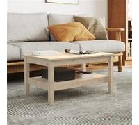 Table Basse 80 X 50 X 40 Cm En Pin Massif Rustique Avec Étagère De Rangement Et Cadre Stable Marron