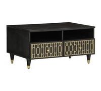 vidaXL Table basse 80x54x40 cm bois de manguier massif, table d'appoint, table de salon, table latérale, bout de canapé, 358333 Noir G