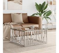 Vidaxl Table Basse 80x80x40 Cm Acier Inoxydable Et Verre Multicolore