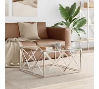 Vidaxl Table Basse 80x80x40 Cm Acier Inoxydable Et Verre Multicolore