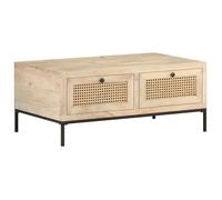 vidaXL Table basse 90x50x37 cm Bois de manguier et canne naturelle
